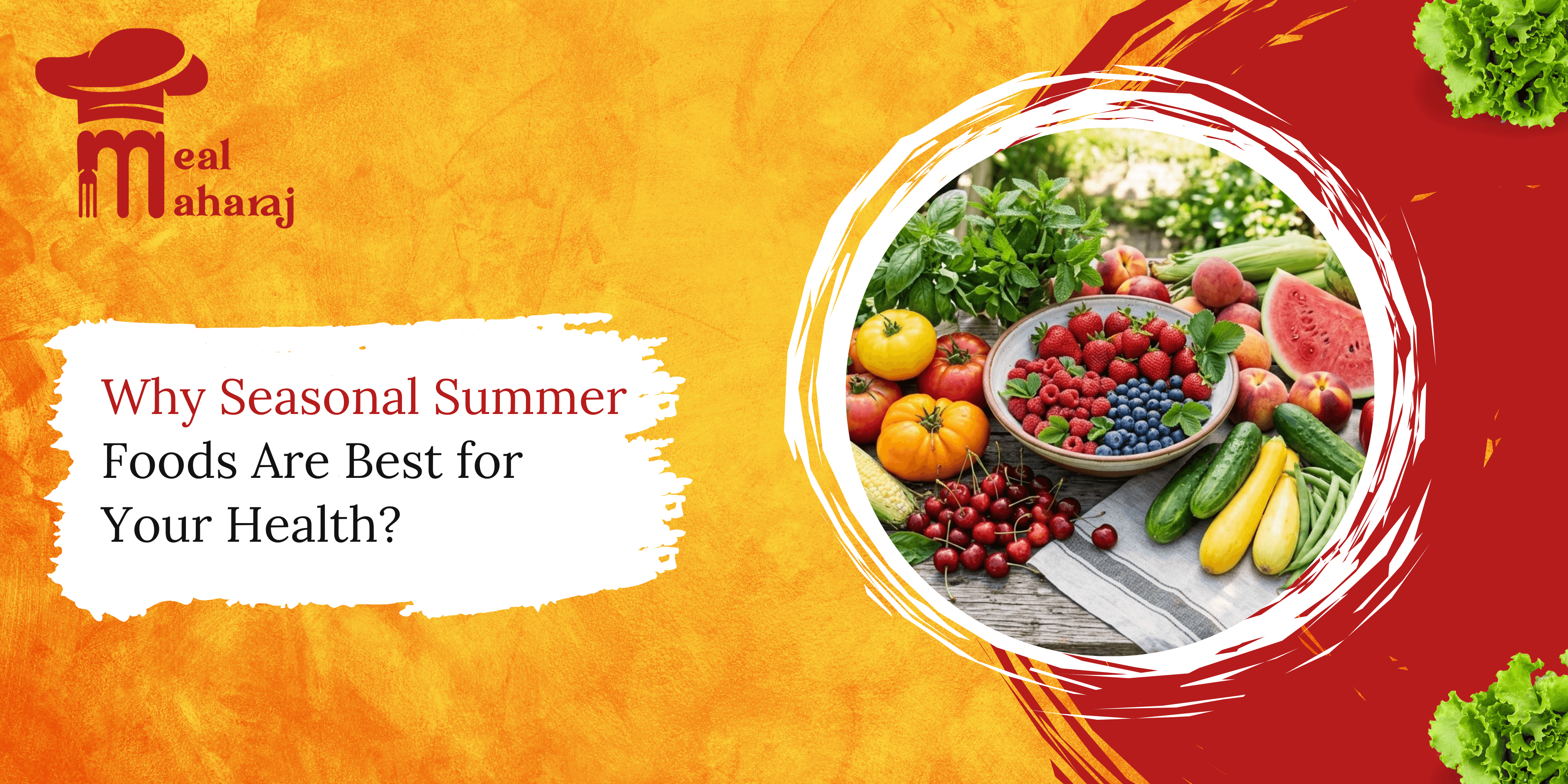Fresh summer fruits and vegetables like watermelon, cucumber, and mango arranged on a table for a healthy seasonal diet.